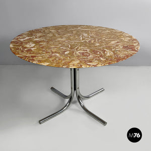 Dining table in red marble and steel, 1970s