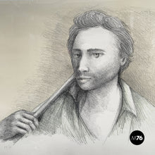 Carica l'immagine nel visualizzatore di Gallery, Portrait of a man in pencil on paper, 1960s
