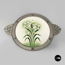 Charger l'image dans la galerie, Tray with flowers in ceramic and metal, 1930s
