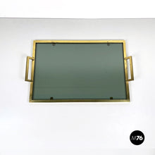 Carica l&#39;immagine nel visualizzatore di Gallery, Tray in brass and smoked glass, 1960s
