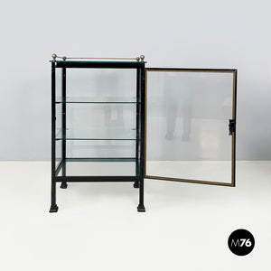 Display cabinet in glass and black metal, early 1900s