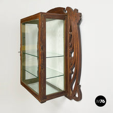 Load image into Gallery viewer, Wall display cabinet in wood and glass, early 1900s
