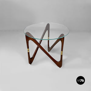 Coffe table in glass and wood, 1950s