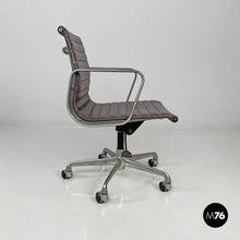 Load image into Gallery viewer, Dark grey leather office chair by Charles and Ray Eames for ICF, 1970s
