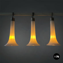 Carica l'immagine nel visualizzatore di Gallery, Chandeliers in opaline glass and metal , 1970s

