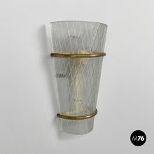 Load image into Gallery viewer, Conical glass and metal wall lamps, 1950s
