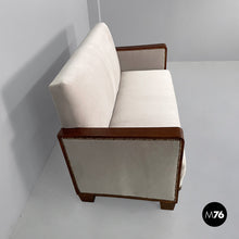 Load image into Gallery viewer, Sofa in wood and grey velvet, 1930s
