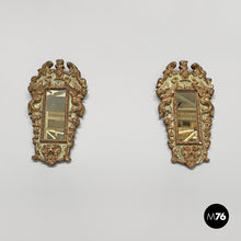 Load image into Gallery viewer, Mirrors in golden and light green wood, 1900s

