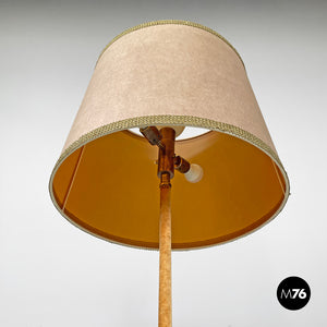 Velvet and brass floor lamp, 1940s