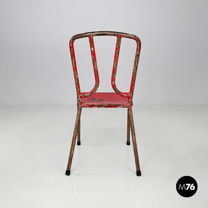 Red metal chairs, 1940s