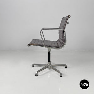 Dark grey leather office chair by Charles and Ray Eames for ICF, 1970s