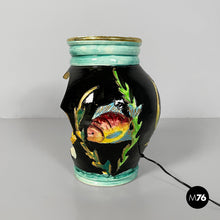 将图片加载到图库查看器，Glazed ceramic table lamp, 1950s
