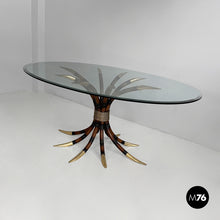 Carica l'immagine nel visualizzatore di Gallery, Dining table in bamboo and glass , 1980s
