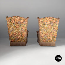 Charger l'image dans la galerie, Armchairs in wood and fabric, 1950s
