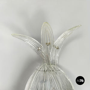 Pineapple-shaped wall lamp in fluted glass, 1980s