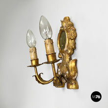Load image into Gallery viewer, Wall lamps in gilded wood and mirror, 1700s
