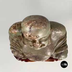 Buddha sculpture in jade and wood, 1950s