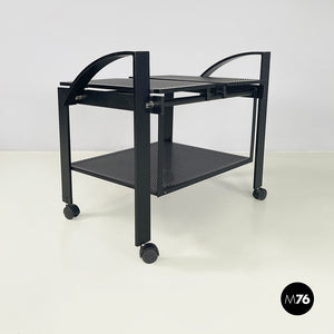 Cart in black perforated metal, 1980s