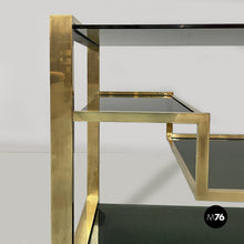 Carica l'immagine nel visualizzatore di Gallery, Brass and smoked glass bar cart, 1970s
