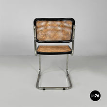 将图片加载到图库查看器，Chair in black wood, straw and steel, 1960s
