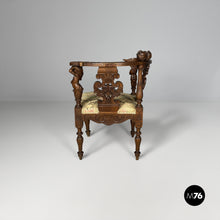 Charger l'image dans la galerie, Wooden armchairs with floral fabric, late 19th century
