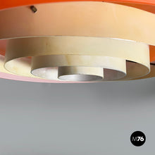 Carica l'immagine nel visualizzatore di Gallery, Chandelier in orange glass and white metal, 1970s
