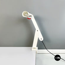 将图片加载到图库查看器，Adjustable white metal table lamp with clamp, 1980s
