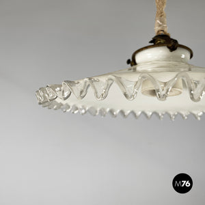 Chandelier in white and transparent glass, early 1900s