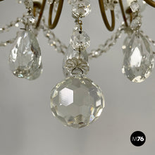 Carica l&#39;immagine nel visualizzatore di Gallery, Glass drop chandelier with brass structure, 1900-1950s
