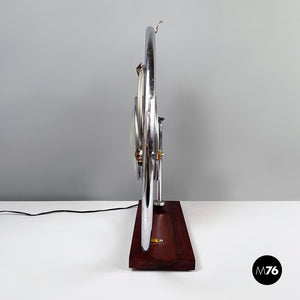 Table lamp with crafted glass, metal and wood, 1980s