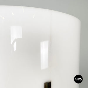Floor lamp in burnished metal and white plexiglass, 1970s