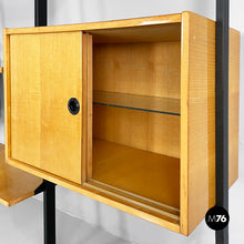 Load image into Gallery viewer, Modular bookcase in wood and black metal, 1960s
