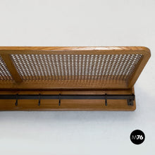 Load image into Gallery viewer, Straw and wood wall coat hanger, 1920s
