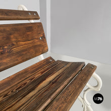 Load image into Gallery viewer, Wooden and white cast iron bench, 1930s
