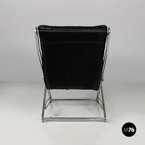 Armchair in faux leather and steel, 1970s