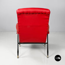 Load image into Gallery viewer, Armchair in red sky and black metal, 1960s
