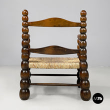 将图片加载到图库查看器，Armchairs in wood and straw, 1960s
