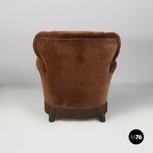 Carica l'immagine nel visualizzatore di Gallery, Armchairs in brown velvet, 1930s
