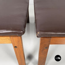 Load image into Gallery viewer, Poufs in brown leather and wood, 1960s
