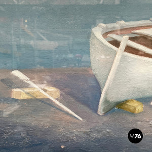 Oil painting of a boat, 1978