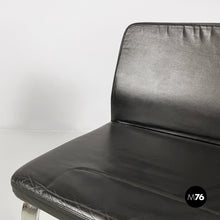 画像をギャラリービューアに読み込む, Chair in black leather and steel, 1980s
