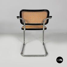 Load image into Gallery viewer, Chair in straw, black wood and steel, 1960s
