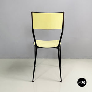 Chair in light yellow laminate and black metal, 1960s