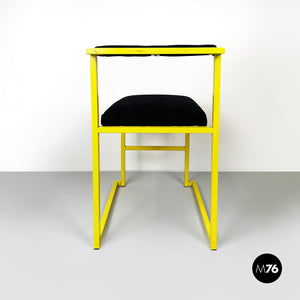 Chair with black fabric and yellow metal, 1980s