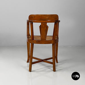 Tub chair in wood and straw, 1930s