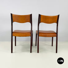 Load image into Gallery viewer, Chair in brown leather and dark wood, 1960s
