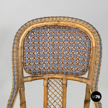 Carica l'immagine nel visualizzatore di Gallery, Chairs in rattan and light blue rattan, early 1900s
