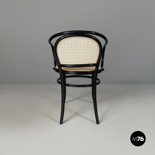 Load image into Gallery viewer, Chairs in straw and black wood, 1970s
