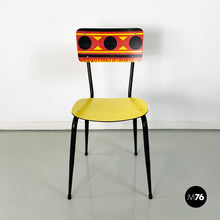 Load image into Gallery viewer, Chairs Paulista in yellow, red, black formica and black metal, 1960s
