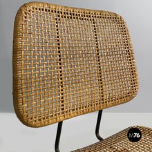将图片加载到图库查看器，Rattan and black metal chairs, 1960s
